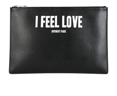 I Feel Love Clutch, &pound;180, Handbags, Black, Leather, Front view